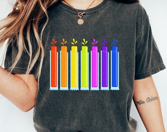 Camicia con ghiaccioli LGBTQIA+ Pride, regalo del mese del Pride, maglietta arcobaleno del Gay Pride, maglietta con bandiere dell'orgoglio transgender, bisessuale, pansessuale e lesbico
