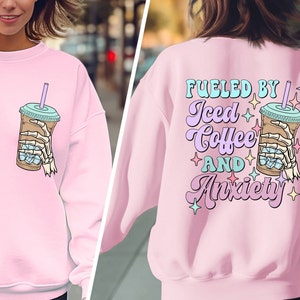 Fueled by Iced Coffee and Anxiety Shirt,Mom Iced Coffee Tshirt, Mama Anxiety Shirt Tshirt,Iced Coffee And Anxiety T-Shirt,Trendy Anxiety Tee