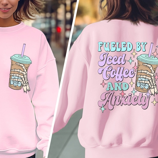 Fueled by Iced Coffee and Anxiety Shirt,Mom Iced Coffee Tshirt, Mama Anxiety Shirt Tshirt,Iced Coffee And Anxiety T-Shirt,Trendy Anxiety Tee