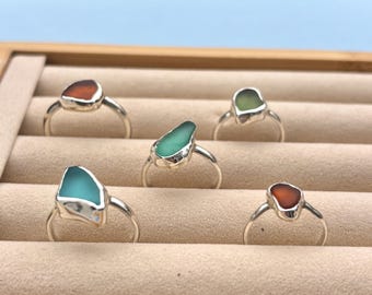 Custom Sterling Silver Sea Glass Ring | Personalized Beach Jewellery | Choose Your Own Unique Piece