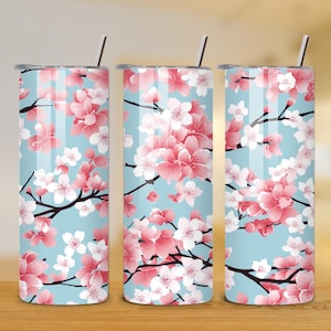 Cherry Blossom -  20oz Tumbler Wrap - Japanese Cherry Blossom Tumbler Design - Skinny Tumbler - Floral Sublimation Design - Instant Download
