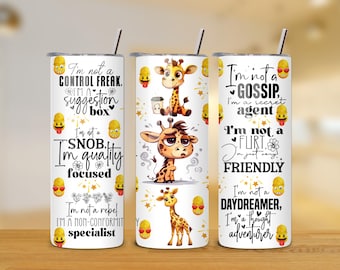 Funny Quotes 20oz Tumbler Wrap - Sarcastic Sayings Tumbler PNG Design - Skinny Tumbler - Cute Giraffe Sublimation Design - Instant Download