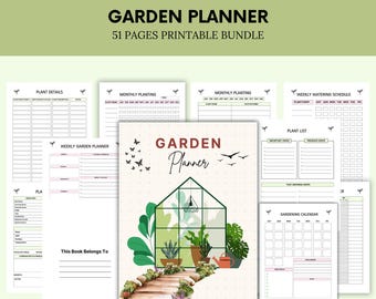 Pianificatore di giardinaggio - Organizzatore di giardini - Registro di giardinaggio - Pianificatore di giardinaggio stampabile - Diario di giardinaggio - Monitoraggio della cura delle piante - Download immediato