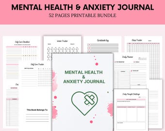 Mental Health & Anxiety Journal - Mindfulness Journal - Mood Tracker - Printable Mental Health Journal - Wellness Journal - Instant Download