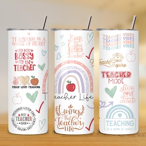Teacher 20oz Tumbler Wrap - Teacher Life Tumbler PNG Design - Skinny Tumbler - Teacher Quote Sublimation Design - Instant Download