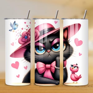 Lustige mürrische Katze 20 Unzen Tumbler Wrap - Valentine Cat Tumbler PNG Design - Skinny Tumbler - Valentine Day Sublimation Design - Instant Download