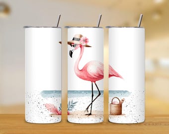 Pink Flamingo 20oz Tumbler Wrap - Cute Flamingo Tumbler PNG Design - Skinny Tumbler - Flamingo Sublimation Design - Instant Download