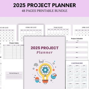 2025 Project Planner - Work Journal - Project Tracker - Meeting Planner - Printable Project Planner - Project To Do List - Instant Download