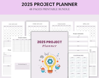 2025 Project Planner - Work Journal - Project Tracker - Meeting Planner - Printable Project Planner - Project To Do List - Instant Download