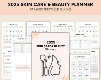 2025 Skin Care & Beauty Planner - Self Care Checklist - Habit Tracker - Printable Beauty Planner - Wellness Planner - Instant Download