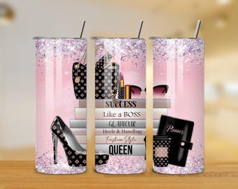 Like A Boss 20oz Tumbler Wrap - Motivational Tumbler PNG Design - Skinny Tumbler - Boss Lady Sublimation Design - Instant Download