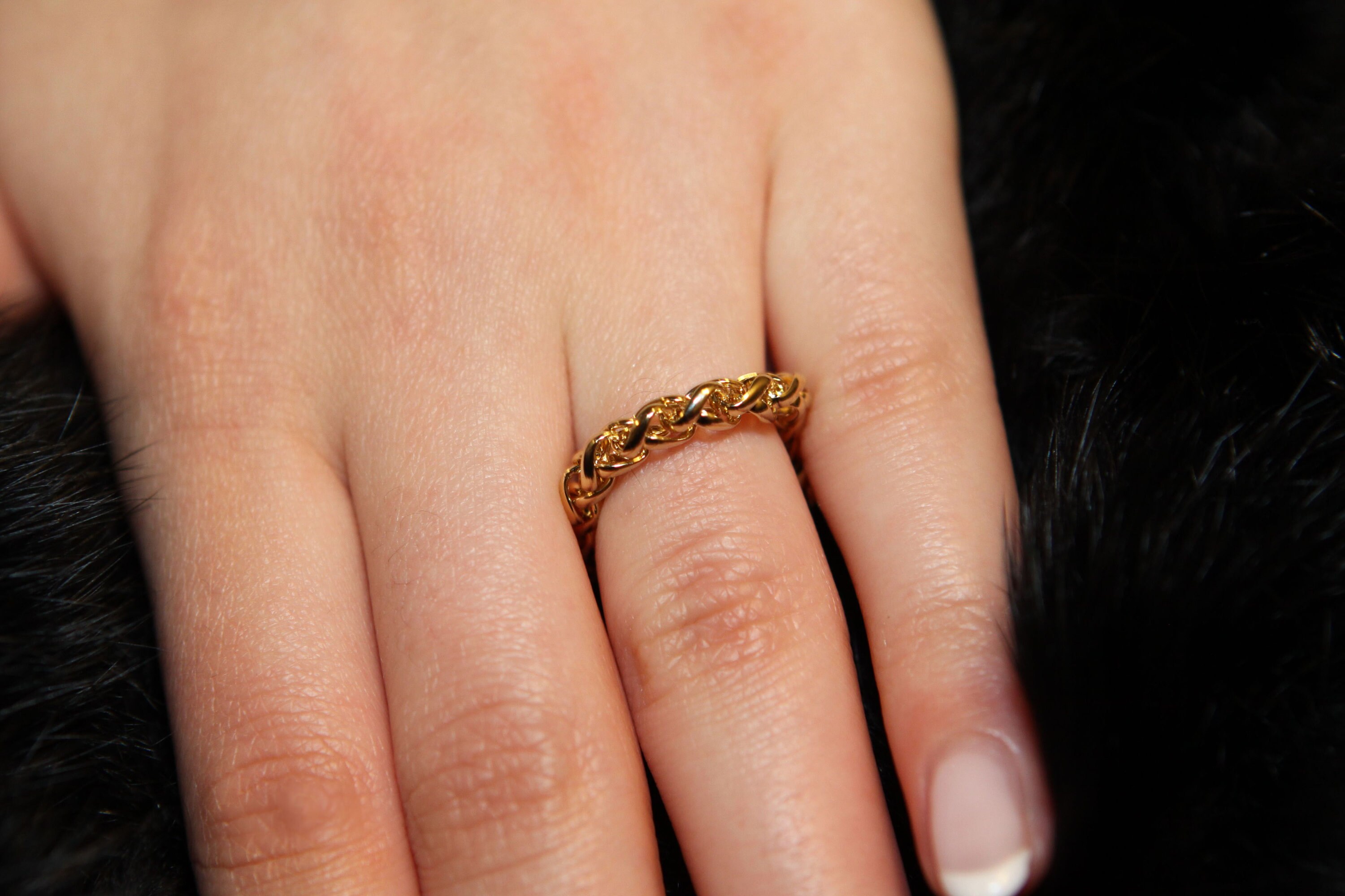 Stacking 18K Gold Plated Chain Ring, Gold Chain Ring, Chunky Chain Ring