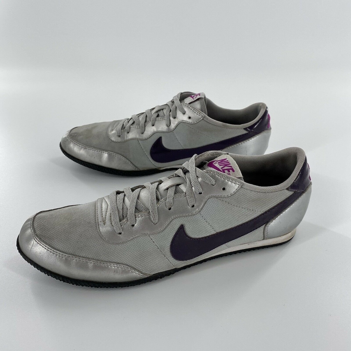 Vintage Nike Sneakers Tennis Shoe Metallic Silver & Purple Etsy