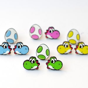 Super Mario Yoshi Earrings l Mario Wonder l Yoshi Studs l Nintendo Earrings l Hand Painted Earrings