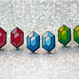 Legend of Zelda Rupee Earrings | Cute Nintendo Themed Jewellery | Zelda Stud Earrings