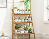 3 Tier Bamboo Plant Stand - Flower Plant Pot Wooden Shelf Stand - Display Garden Step Style Ladder Rack