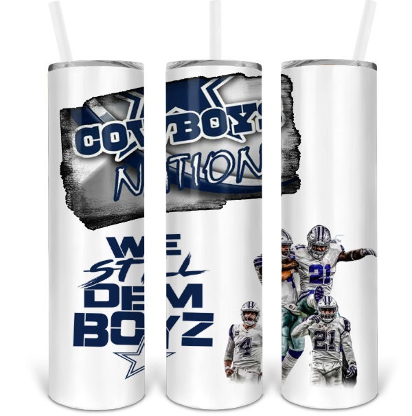 Dallas Cowboys White,  We Dem BOyz 20 oz Skinny Straight Tumbler Subl…