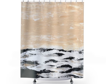 Beach Shower Curtain/Ocean shower curtain/Beach Decor bathroom panel/Neutral Beige Bathroom Panel/Gift for Her/Housewarming Gift