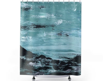 Beach Shower Curtain/ Ocean shower curtain/Beach Decor bathroom panel/Gift for her