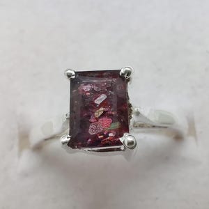 Natural Iolite Sunstone Ring, Faceted Cushion Shape Rainbow Sparkles Iolite Sunstone Jewelry, 925 Sterling Silver Multi Fire Stone Ring