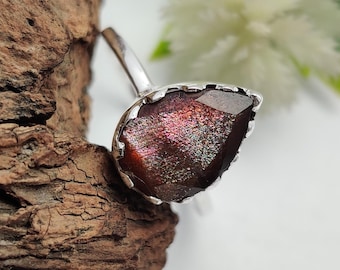 Natural Coca Sunstone Pear Cut Gemstone Ring, 925 Sterling Silver Ring, Statemnet Sunstone Silver Jewelry, Party Wear Ring, Gift For Her