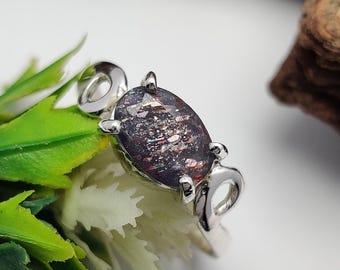 Oval Shape Iolite Sunstone Fire Ring, 925 Sterling Silver Faceted Gemstone Handmade Designer Band Ring, Gift For Her
