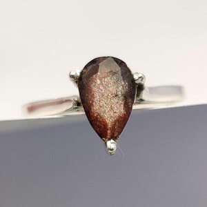 Teardrop Faceted Cut Iolite Sunstone Ring, 925 Sterling Silver Ring, Natural Multi Fire Iolite Sunstone Statement Jewelry, Gift For Her