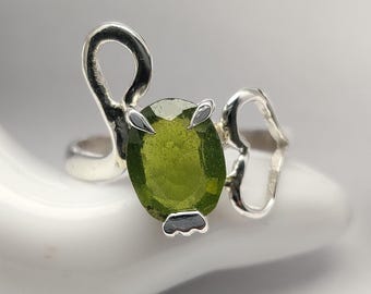 Natural Vasonite Oval Cut Gemstone Ring, Designer Heart Band Vasonite Ring, 925 Silver Ring, Handmade Girlfreind Gift Ring, Satetment Rings