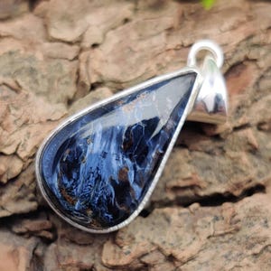 Blue Pietersite Pendant Genuine Gemstone Pendant, 925 Sterling Silver Pendant,Pear Shape Pendant, Ethnic Style Pendant, Gift For Her,