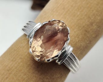 Oval Cut Natural Oregon Sunstone Ring, Top Quality Gemstone Sterling Silver, Statement Jewelry, Wedding Gift Ring