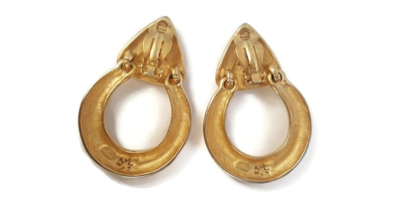 Vintage Givenchy Signed Gold Door Knocker Earrings - image 3