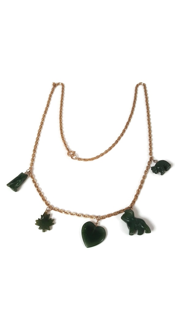 Gold Filled Jade Animal Charm Necklace