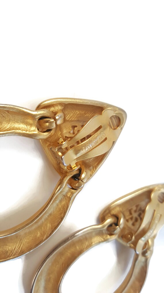 Vintage Givenchy Signed Gold Door Knocker Earrings - image 2