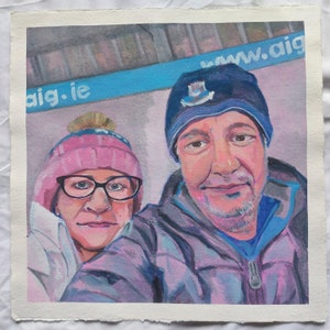 Retrato personalizado en gouache. Retrato pintado a mano para parejas, regalo para mascotas.