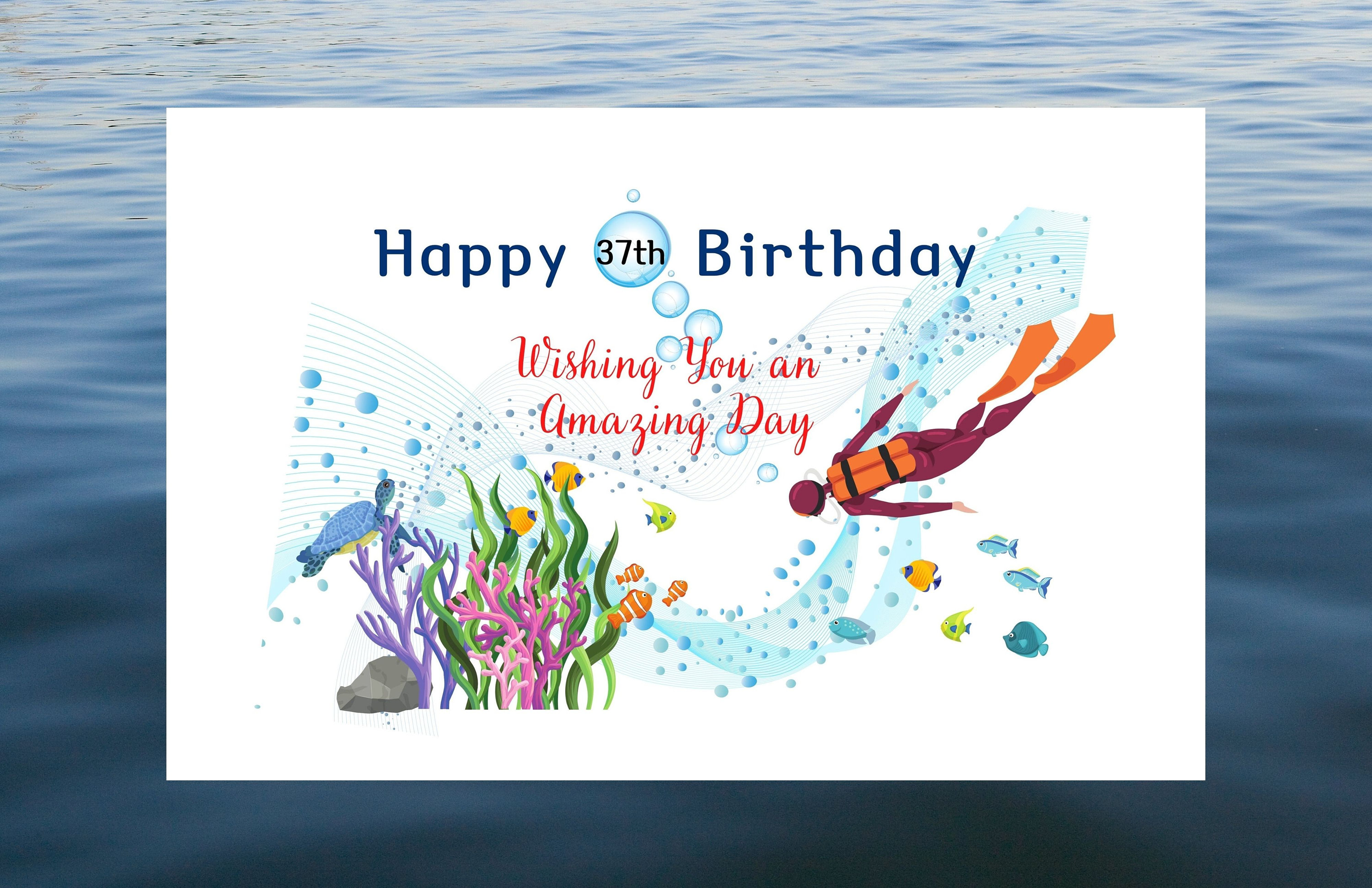 Scuba Diving Birthday Card Under the water design Etsy