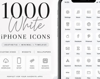 Minimal Black & White App Icons | iPhone Home Screen Pack (Digital Download)