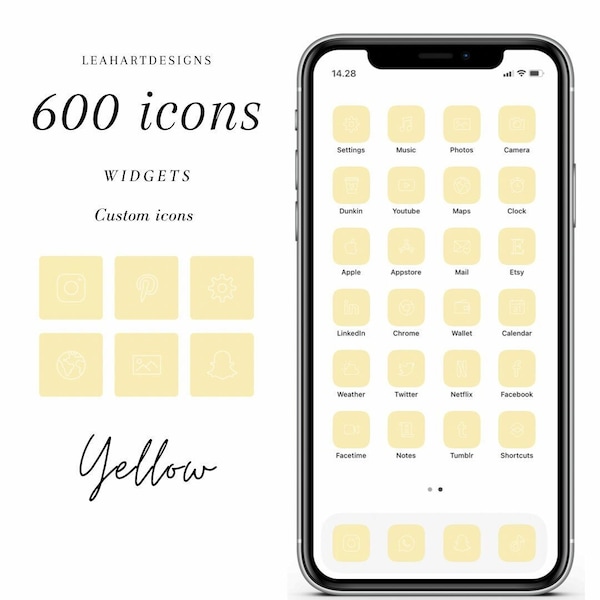 600+ Yellow Minimalistic App Icon Pack | IOS 14 | Yellow Minimalistic | Widgets | Customize | homescreen | Widgetsmith | Thin Icon |