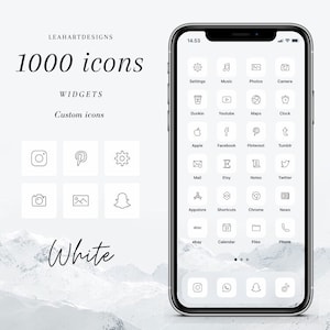 1000+ minimalistic white and black app icons | aesthetic homescreen | icon covers | IOS 14/15 | widgets | free custom icons | minimal theme|