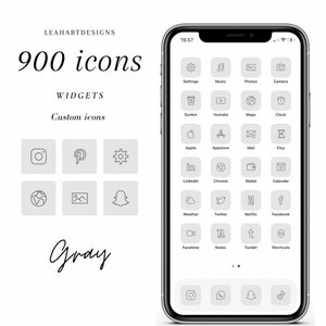 900+ Light Gray Minimalistic App Icon Pack | IOS 14 | Light Gray Minimalistic | Widgets | Customize | homescreen | Widgetsmith | Thin Icon |