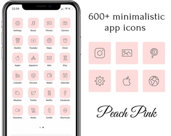 600+ Peach Pink Minimalistic App Icon Pack | IOS 14 | Peach Pink Minimalistic | Widgets | Customize | homescreen | Widgetsmith | Thin Icon |