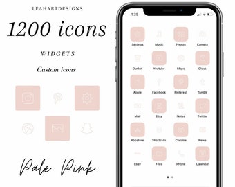 Iconos de aplicaciones en rosa y blanco / Widgets para la pantalla de inicio de iOS (Descarga digital)
