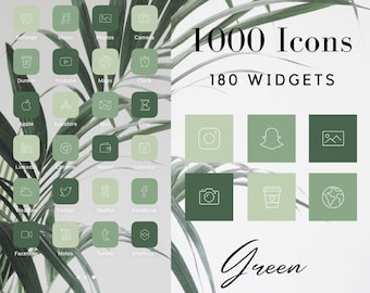 1000+ minimalistic green themed app icons | aesthetic homescreen | icon covers | IOS 14/15 | widgets | free custom icons | minimal pack |