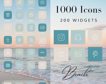Paquete de iconos minimalistas azules para aplicaciones / Pantalla de inicio de iOS (Descarga digital)
