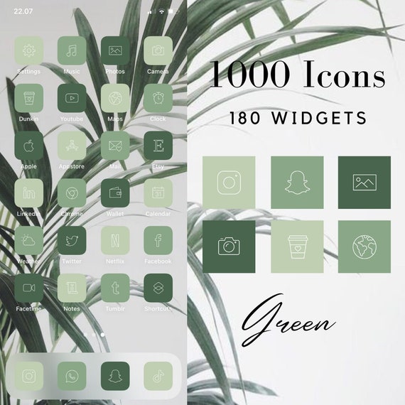 1000 Minimalistic Green Themed App Icons Aesthetic - Etsy