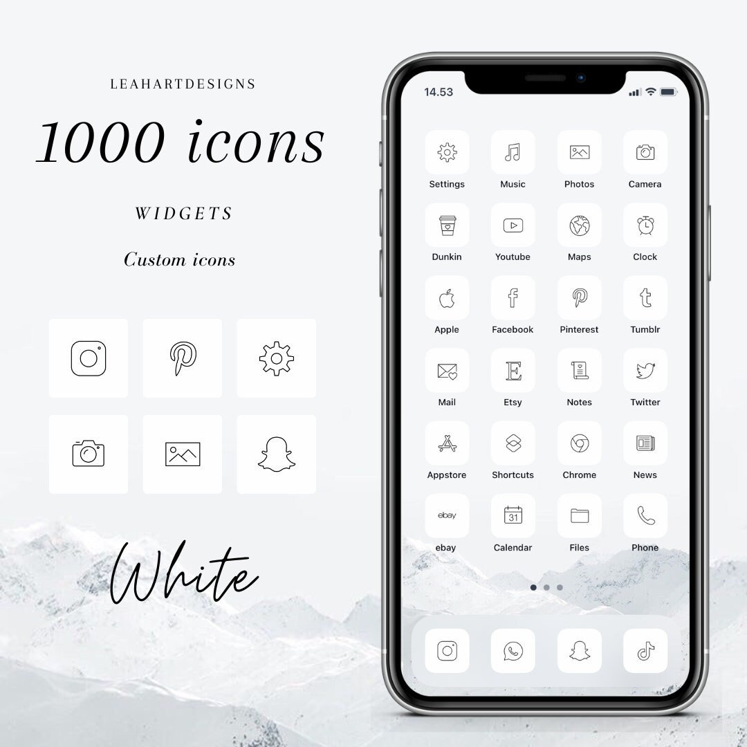 1000+ Minimalistic White and Black App Icons Aesthetic Homescreen Icon  Covers IOS 14/15 Widgets Free Custom Icons Minimal Theme|