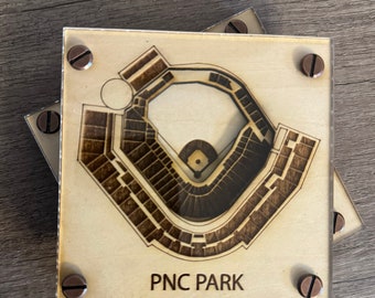 Pittsburgh Pirates Layered Coaster (Set of 2), 3D Wood Coaster, Sports Coaster, Sports Gift, BaseBall Gift, Man Cave, Gift for Him