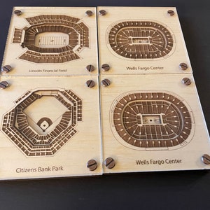 Philly Pack Layered Coaster (Set of 4), 3D Wood Coaster, Sports Coaster, Sports Gift, Football Gift, Man Cave, Gift for Him