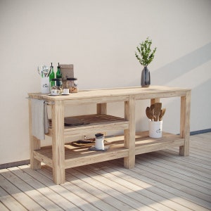 PDF-download, Spacious outdoor kitchen island, DIY plan, beginner-friendly, blueprints, imperial and metric versions