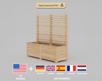 Gran caja de plantación con enrejado – Plan de bricolaje PDF, instrucciones paso a paso DIY (en español