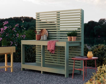 PDF-download, Outdoor kitchen with privacy screen, DIY plan, pdf download, beginner-friendly, blueprints, imperial and metric versions